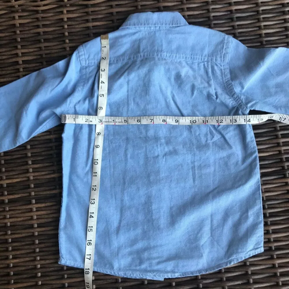 Children's Place Boys Shirt Size‎ 4 Button Front Blue Striped Oxford Cloth NEW